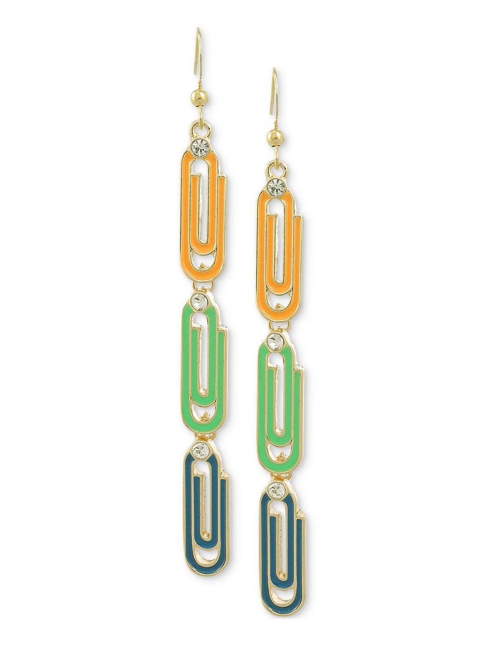 Charter Club Gold-Tone Enamel Dangle Earrings in Orange, Green & Blue